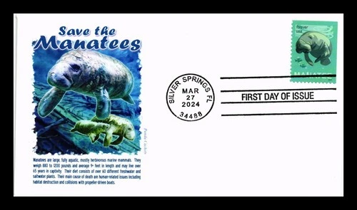 US COVER SAVE THE MANATEES FIRST DAY ISSUE PANDA CACHET