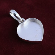 925 Sterling Silver 10mm Heart Bezel Pendant Blank Breast Milk Resin DIY Jewelry