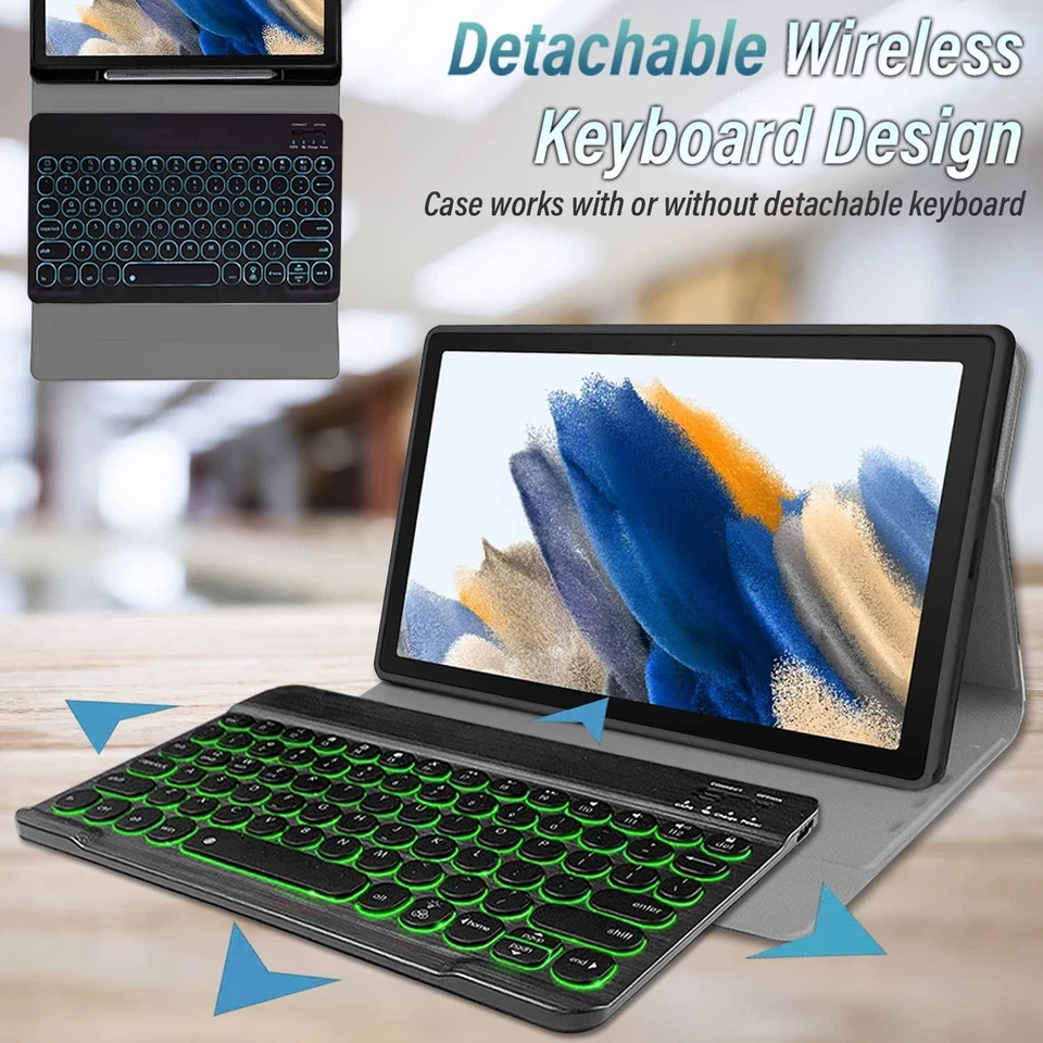 Galaxy Tab A8 10.5" 2022 Backlit Keyboard Case(SM-X200/X205/X207), 7 Color Ba... - Image 3 of 4