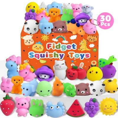 Squishy Toys 30 Pack Kids Bulk Fidget Squeeze Mini Party Favors Classroom Prizes