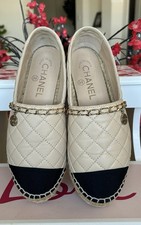 CHANEL Lambskin Beige & Black Shoes Size 35 EU