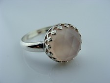 Rose Cut Pink Chalcedony Ring  925 Sterling Silver  Size 7  Gemstone