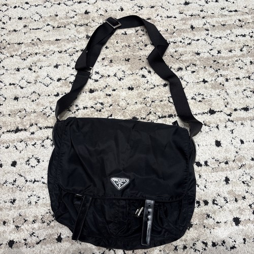 Prada vela black nylon messenger bag purse crossbody designer luxury minimalist