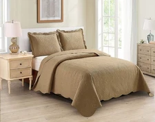 Home Collection 3pc Full/Queen Over Size Luxury Embossed Bedspread Set Light ...