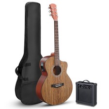 41 inch Walnut Top Acoustic Guitar with Matte Binding 15W Amplifier Bag Tuner