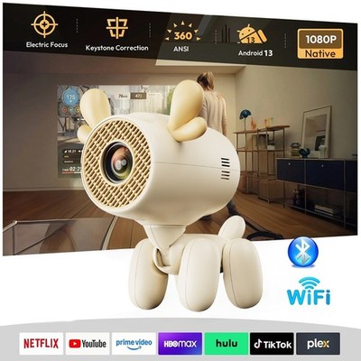 NSL02 Smart Mini Projector 1080P 4K Android 13 WiFi6 Bluetooth Home Theater