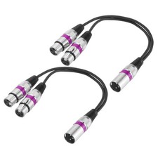 3-Pin XLR Splitter Cable, 2 Pack 1 Male to 2 Female, Purple Circle