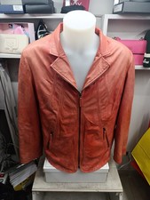 DAVID MOORE women's red leather jacket jacket size 48 code AT77
