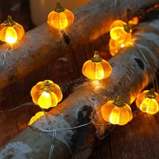 Pumpkin Lights String 3D Jack-o-Lantern with Remote Timer