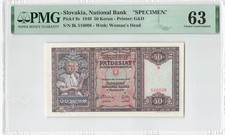 Slovakia 50 Korun 1940 P-9s  Specimen  PMG 63