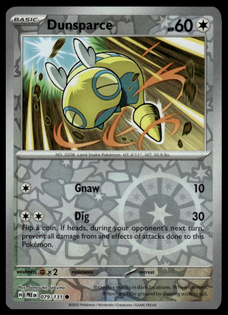 Dunsparce SV: Prismatic Evolutions #079/131 Reverse Holo Rare NM