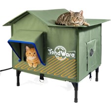 Outdoor Cat House Heated Cat House for Outside with Elevated Base Cat-Attract...