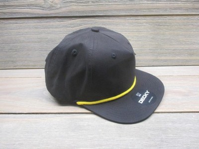 Decky Hat Cap Snap Back One Size Black Yellow Rope Water Repellent UPF 50+ Mens