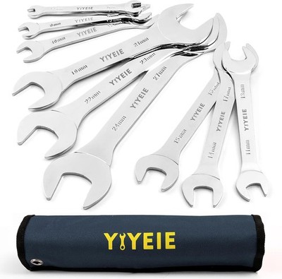 YIYEIE Gabelschlüsselsatz 9-teilig (5,5/7-19mm) | Maulschlüssel Set Extra Flach 