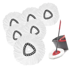 6 Pack White Spin Mop Replacement Heads, Mop Head Replacement 100% Microfiber...