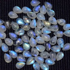 4x6mm Rainbow Moonstone Pear Cabochon Loose Gemstone
