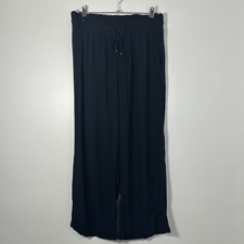 Abercrombie  Fitch Black Viscose Casual Pull On Pants Wide Leg Size M