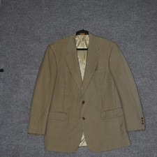Brooks Brothers Mens 41R Plaid Sport Coat Jacket Blazer 2 Button Wool Tan Blue