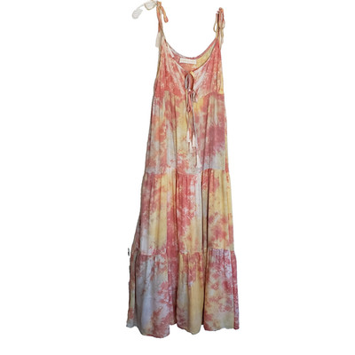 Natalie Martin Tiered Midi January Dress Womens Large Sunrise Tie Dyed Tassels