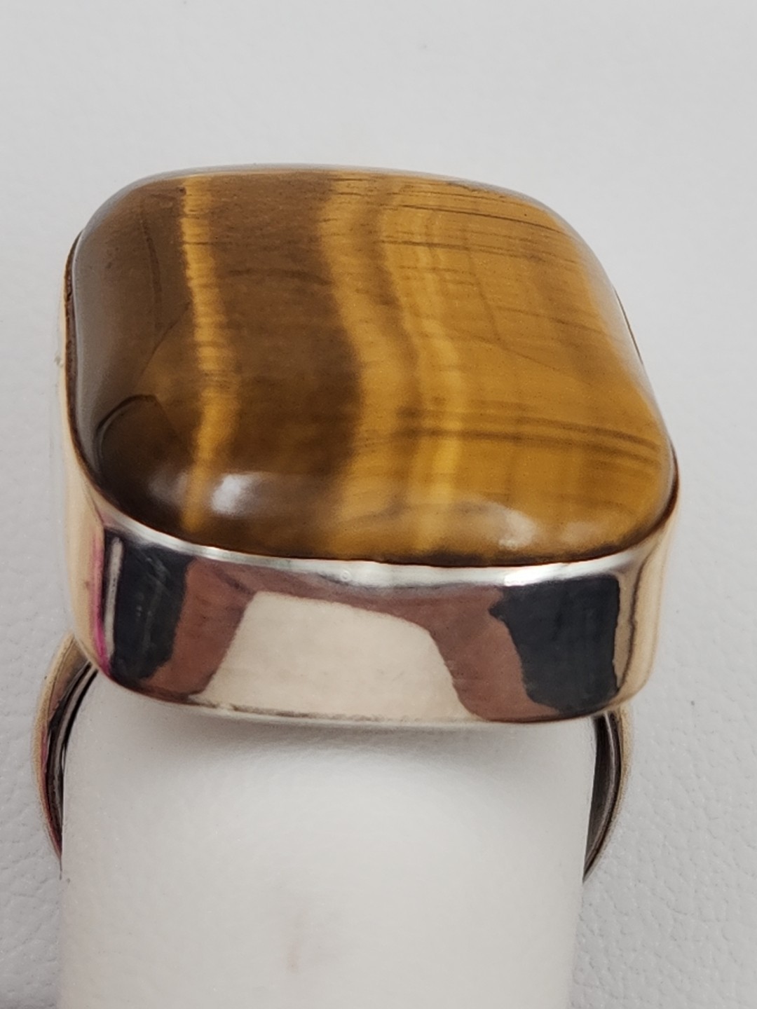 Sterling Silver Rectangular Tigers Eye Ring Size 9 - image 6