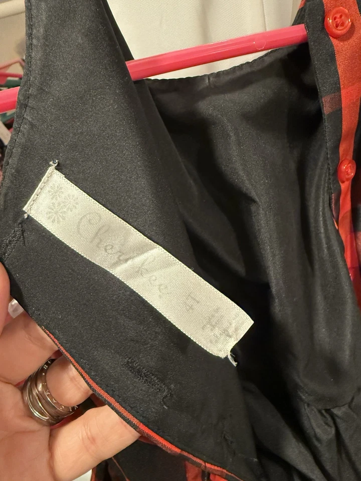 Vestido Cherokee Sin Mangas Rojo/Negro A Cuadros Niñas Talla Pequeña 6/6x Fiesta Vacaciones Foto 2 de 2