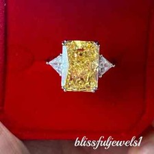 4CT Radiant Cut Engagement Wedding Genuine Citrine Ring 14K White Gold Finish