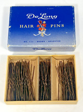 Hair Pins in box Brown 3 Sizes - No 111 Vintage De Long