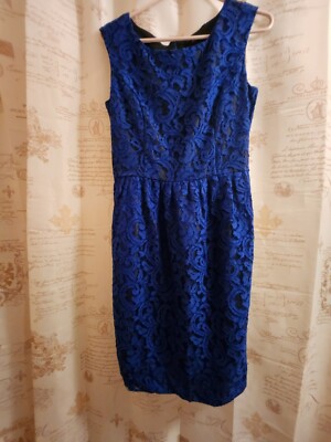NAVY BLUE LACE ELLEN TRACY SLEEVELESS SIZE 4 DRESS--NEW | eBay