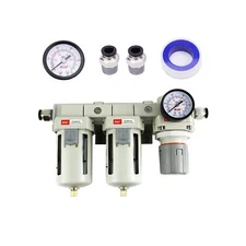 Pneumatics DFR-04 1/2'' NPT Compressed Air Double Filter & Regulator, Air Dry...