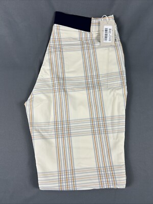 Peter Millar Womens Golf Pants 10 Ivory Beige Plaid Nylon Polyester MSRP $149