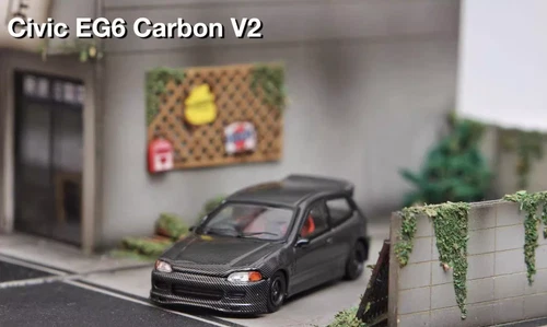 SW 1:64 JDM EG6 Civic Type R V2 Carbon Sports Model Diecast Metal Car