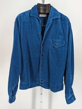 Vintage 50s 60 Pre-Shrunk Corduroy Deep Blue Shirt Jacket 15.5 M NYC Fifth Ave