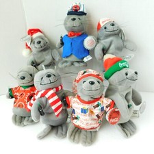 Coca Cola Plush Bean Bag, Lot of 7, ALL SEALS, No repeats 90's Holiday Toys