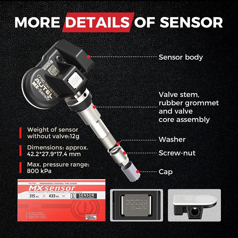 Autel MX-Sensor TPMS Metal Basınç Sensörü Autel MX-Sensor TPMS Metal Basınç Sensörü