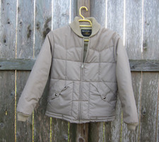Vintage 70s Sears Western Outdoor Full Zip Puffer Jacket Mens Medium Khaki Beige