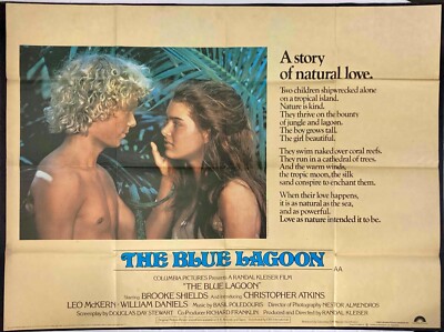 Blue Lagoon ORIGINAL Quad Movie Cinema Poster Chris Atkins Brooke Shields 1980