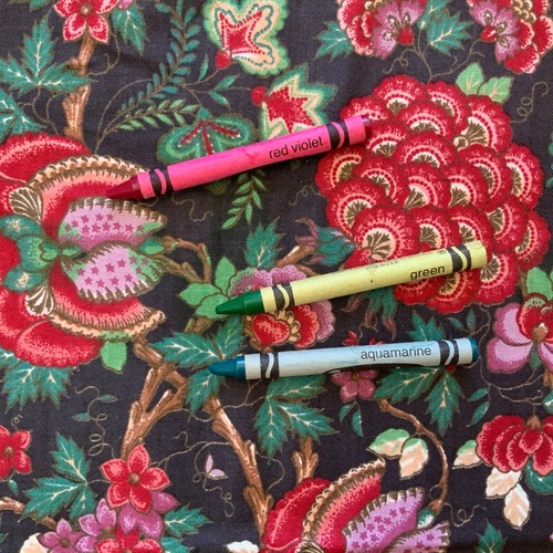 Vtg Fabric Cotton Print Jacobean Botanical 1988 Caspari Red Green 3+ yd x 54 USA - Picture 3 of 12