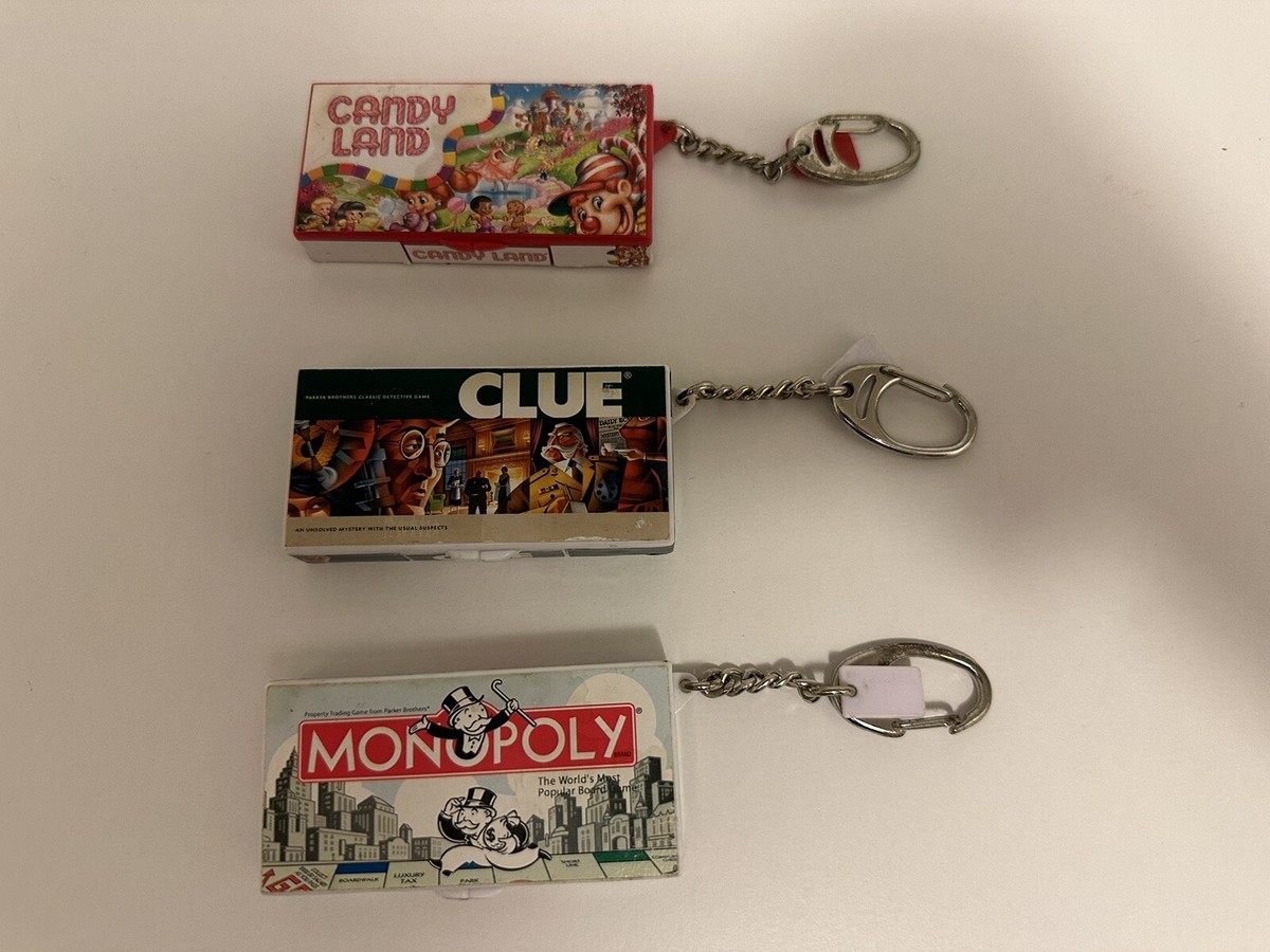 Vintage Collectible Keychain Games Candy Land Monopoly Clue Hasbro 90s 2000
