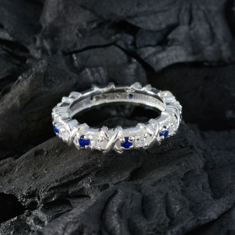 Royal Blue Brilliance Handgefertigter Statement-Ring mit blauem Saphir und CZ - Bild 4 von 4