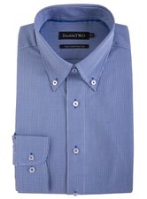 Double Two Pure Cotton Easy Care Micro Check Button Down Collar 3869 