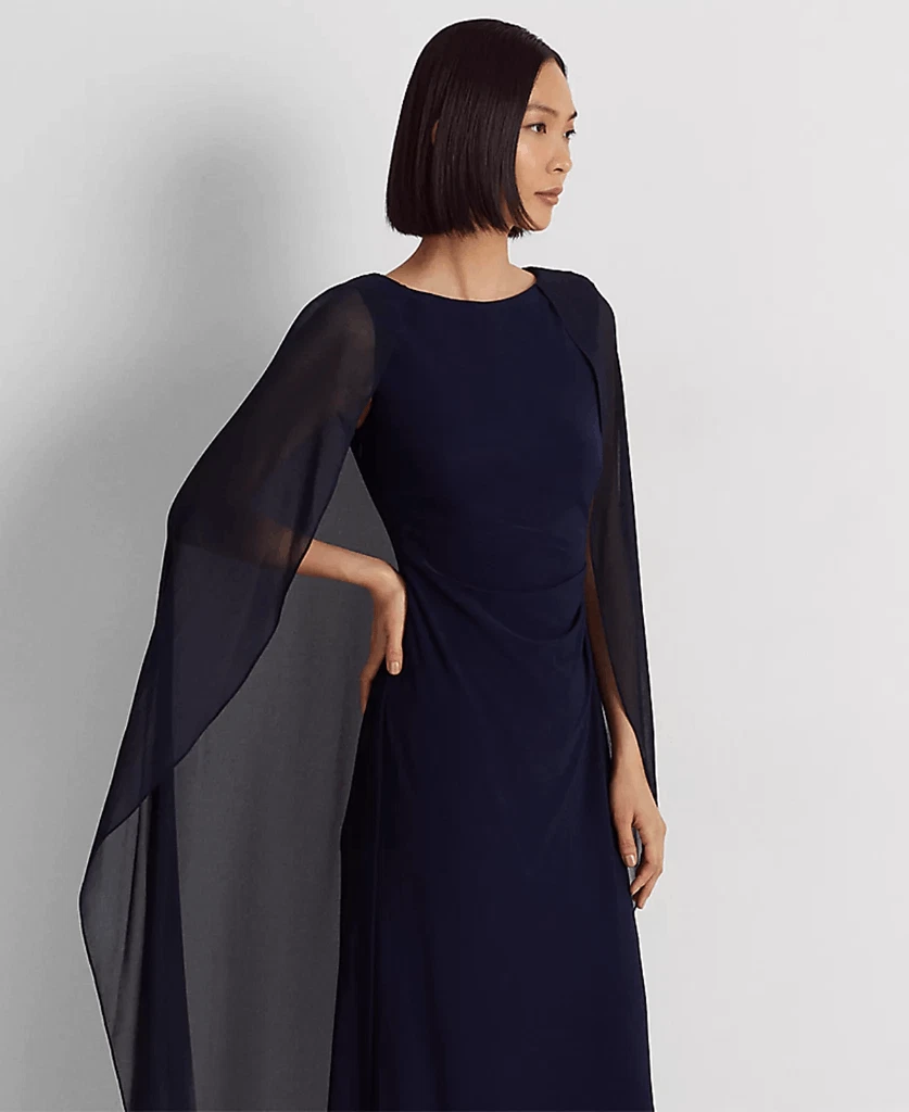 Georgette top cape gown