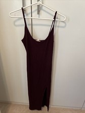 Silence  Noise Urban Outfitters Long Fitted Ribbed T Shirt Dress  Burgandy Small
