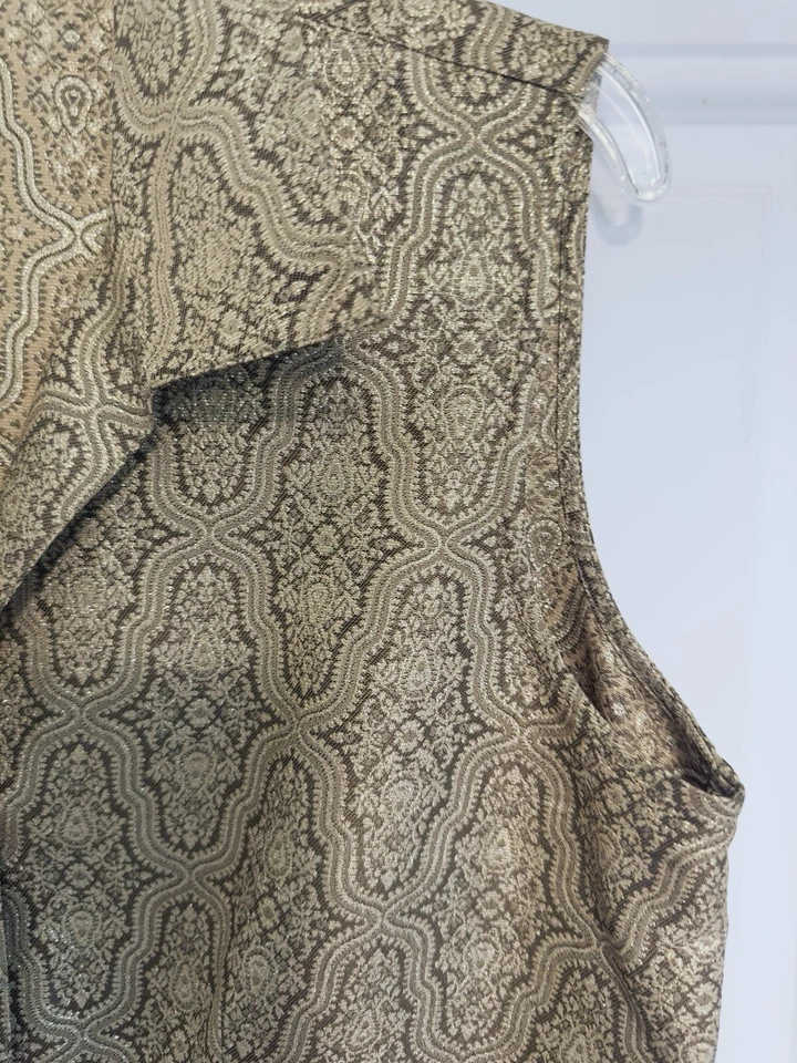 Chaleco De Colección Años 90 Ellen Tracy Company Dorado Retro Vacaciones Romántico Repujado Talla 10 Foto 3 de 4