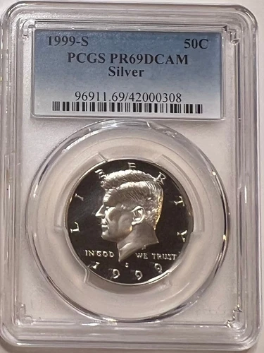 1999 S Kennedy Silver Half Dollar 50C PCGS PR 69 DCAM