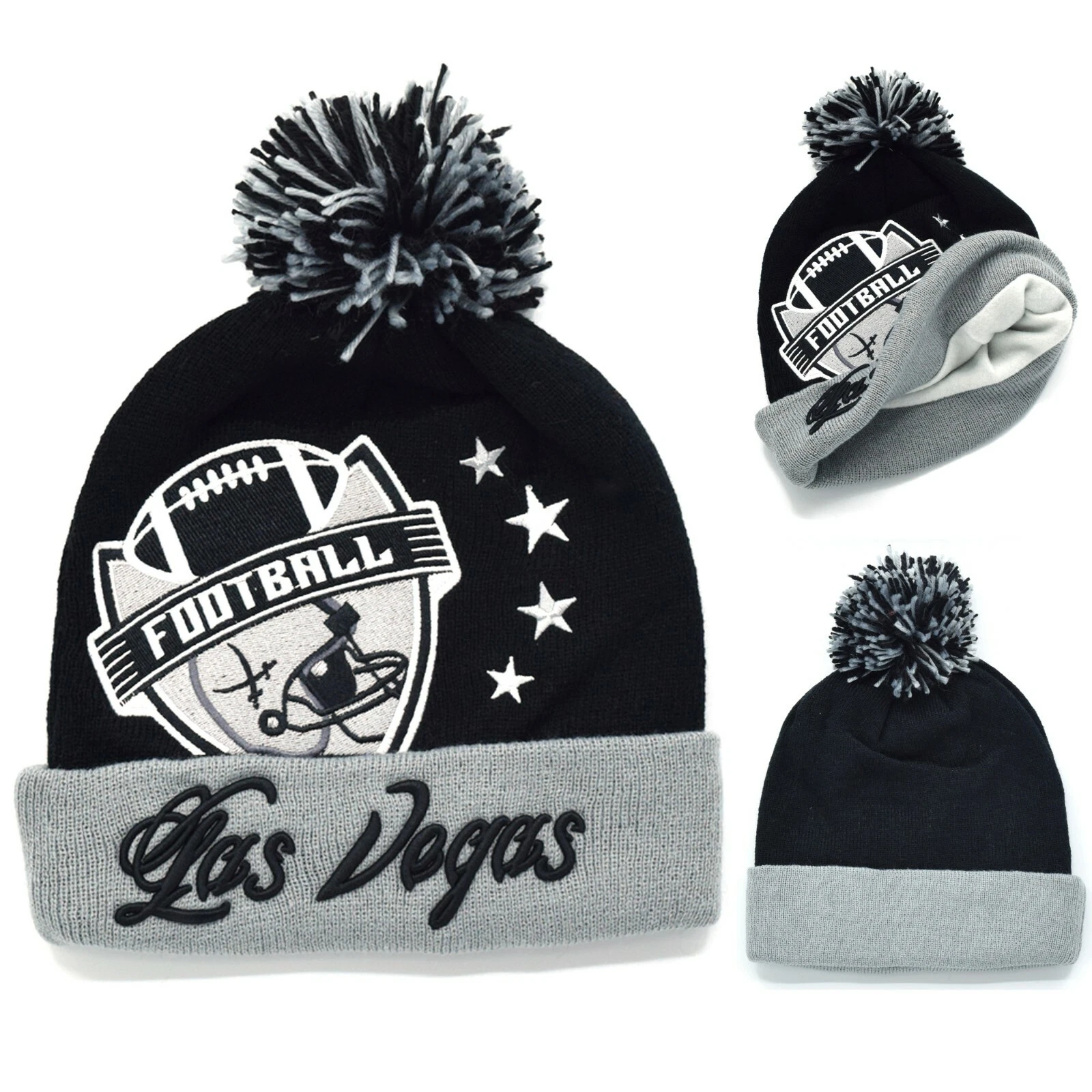 Las Vegas Winter Hat Football Team Color Leader Knit Era Skull Cap Beanie New