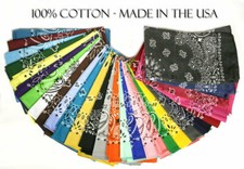 Made in the USA Bandanas - Paisely Random Assortment 12 pack 100 Cotton 22"