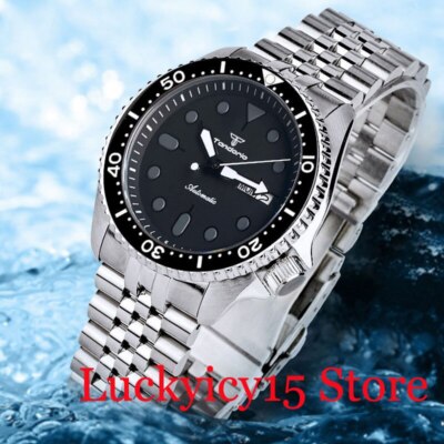 41MM Tandorio Diver 200M Waterproof  NH36A Automatic Men Wristwatch Black Bezel