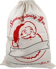 TRIXES Santa Sack Large White, Father Christmas Draw String Present Sack