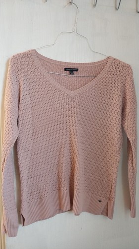 American Eagle Outfitters Blush Pink V Neck Sweater S/P/CH Valentine's Day Date