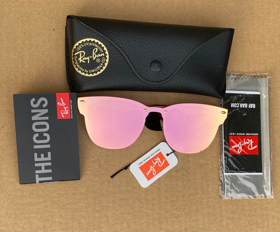 Gafas de sol Ray-Ban RB3576N Blaze Clubmaster marco dorado rosa lente espejo Foto 3 de 4